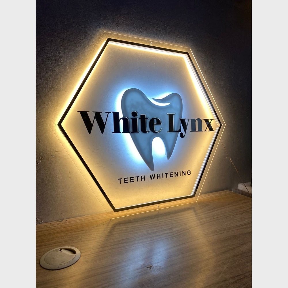 White Lynx Acrylic Business Logo Sign - Shineneon