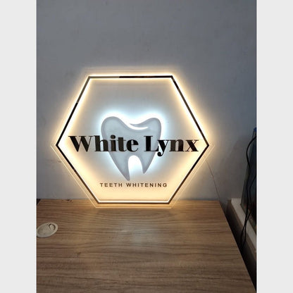 White Lynx Acrylic Business Logo Sign - Shineneon