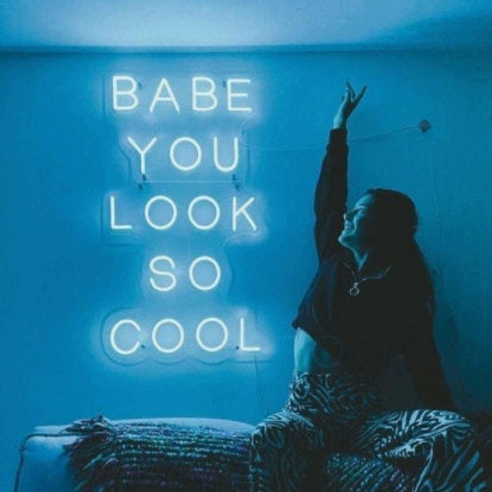 White Magenta Babe You Look So Cool Led Neon Sign For Floral Wall Decor | Shineneon