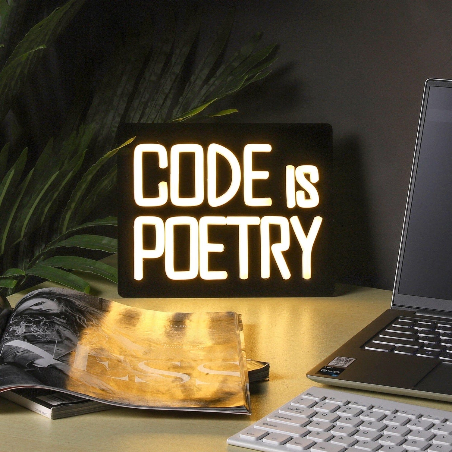 White Modern Code Is Poetry Led Neon Sign For Developer Studio Decor | Shineneon
