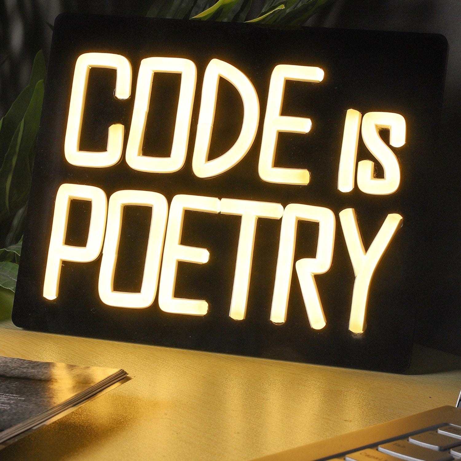 White Modern Code Is Poetry Led Neon Sign For Developer Studio Decor | Shineneon