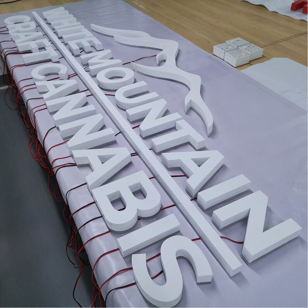 White Mountain Craft Cannabis 3D Backlit Channel Letters Led Light Sign