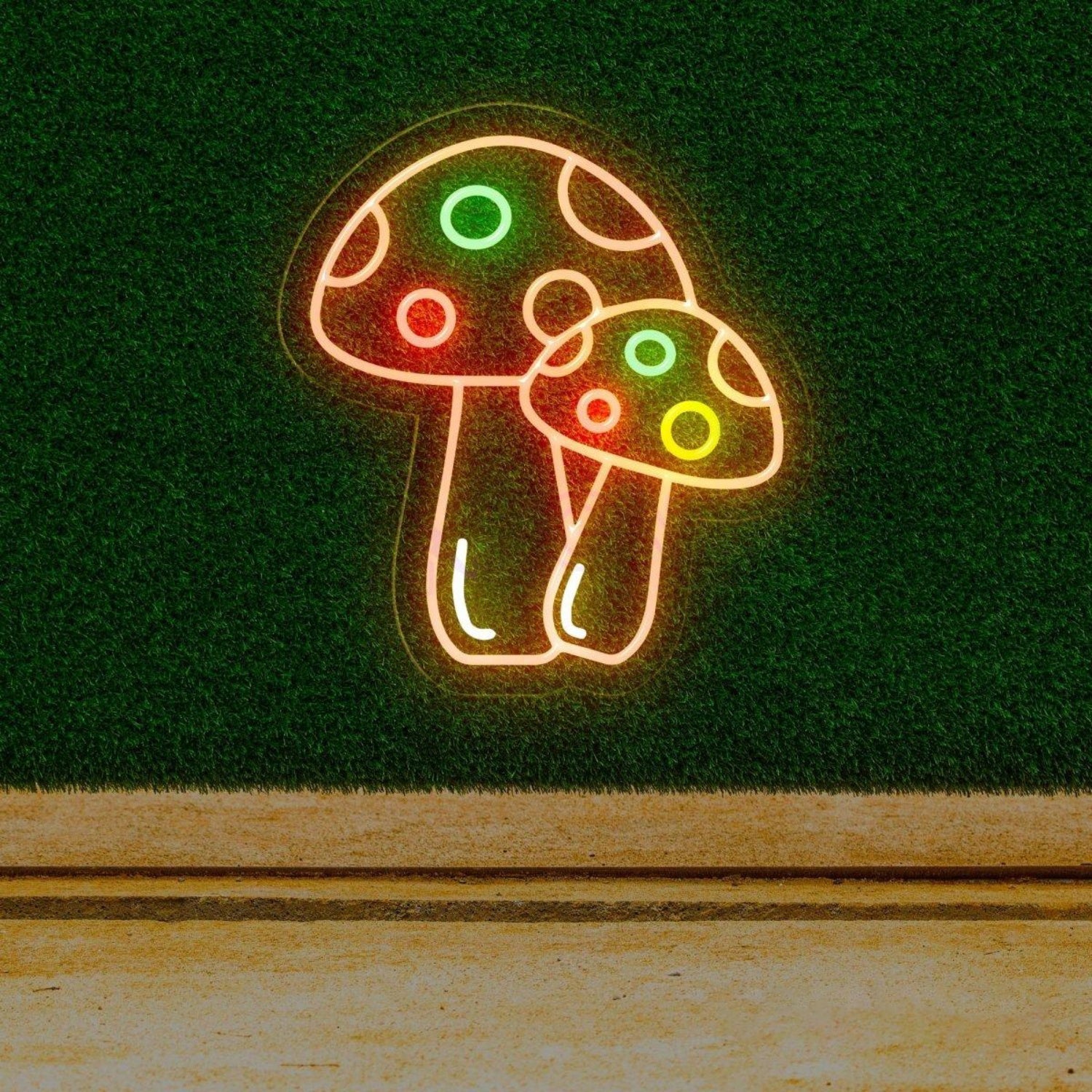 White Mushroom With Colorful Dots Led Neon Sign For Kids Room | Shineneon