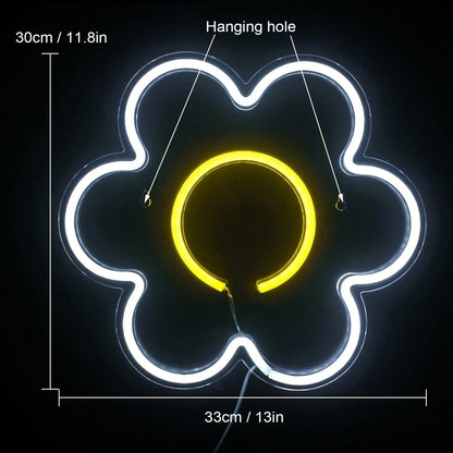White - Pink Flower Led Neon Sign For Cozy Cafe Bedroom Party Decor - Shineneon