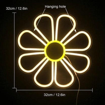White - Pink Flower Led Neon Sign For Cozy Cafe Bedroom Party Decor - Shineneon