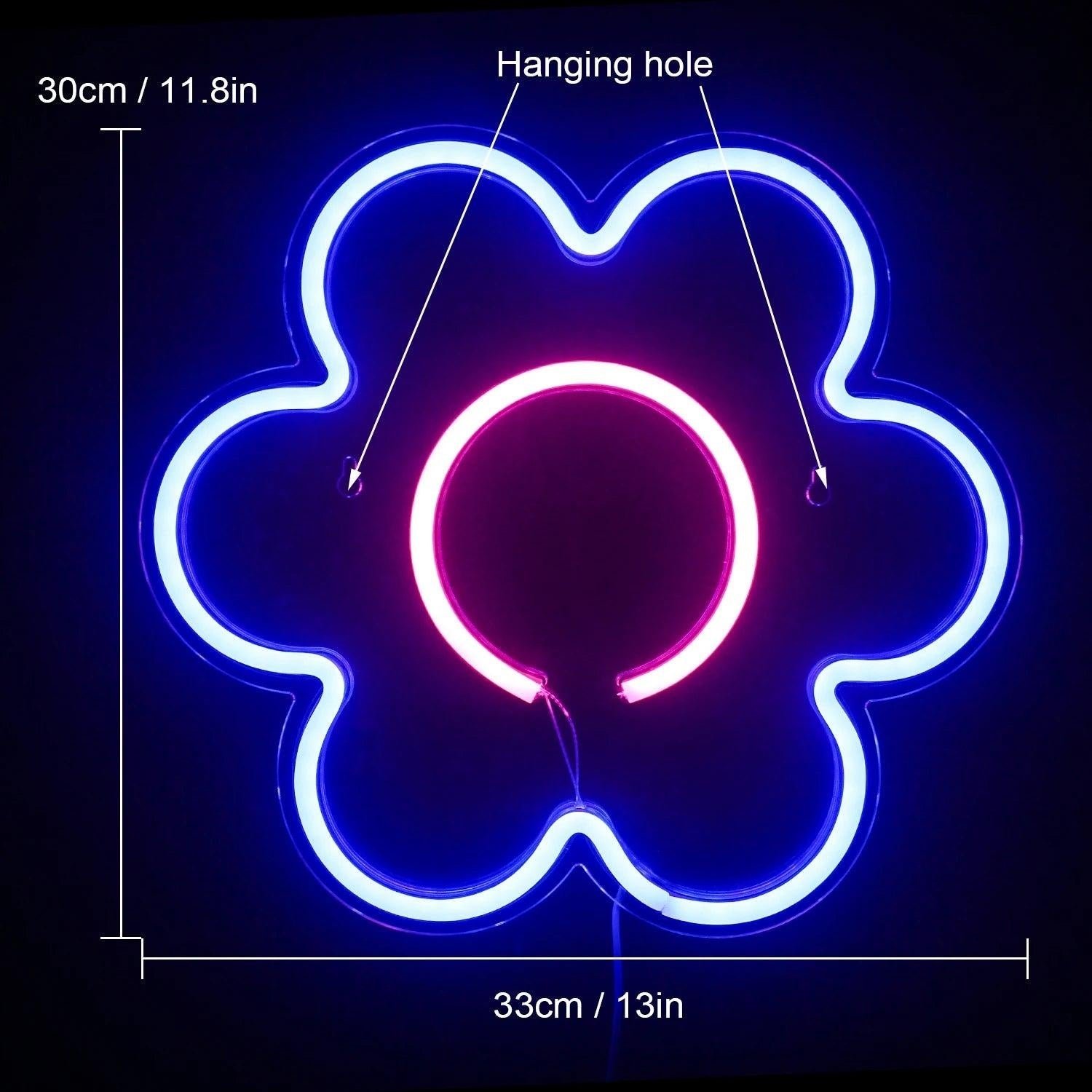 White - Pink Flower Led Neon Sign For Cozy Cafe Bedroom Party Decor - Shineneon
