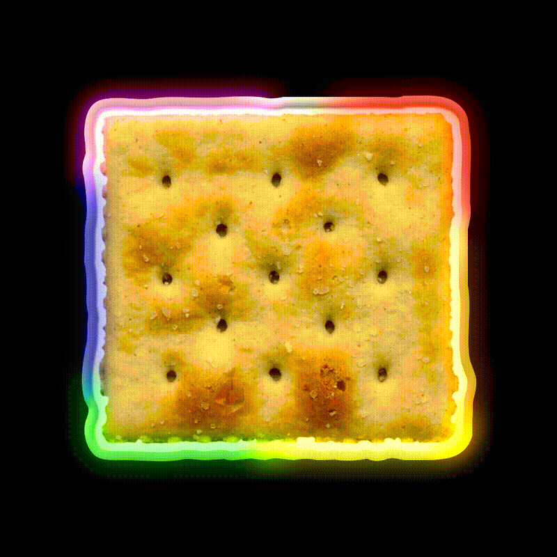 White Saltine Soda Cracker Snack Food Led Neon Sign Rgb Color - LED neon sign close-up detail