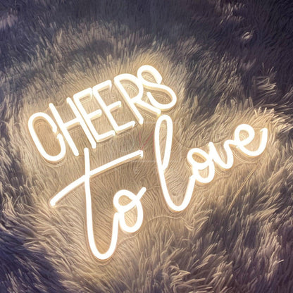 White Script Cheers To Love Led Neon Sign For Home Party Wedding Decor | Shineneon