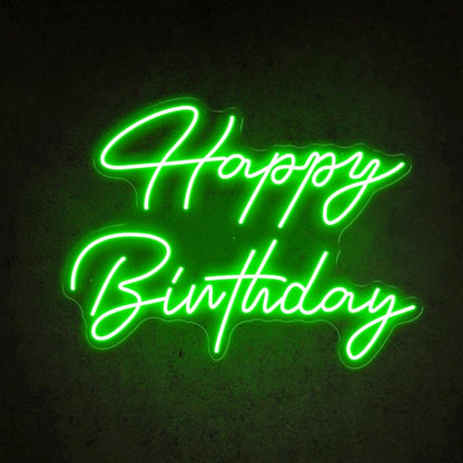 White Script Happy Birthday Led Neon Sign Indoor Party Decor | Shineneon