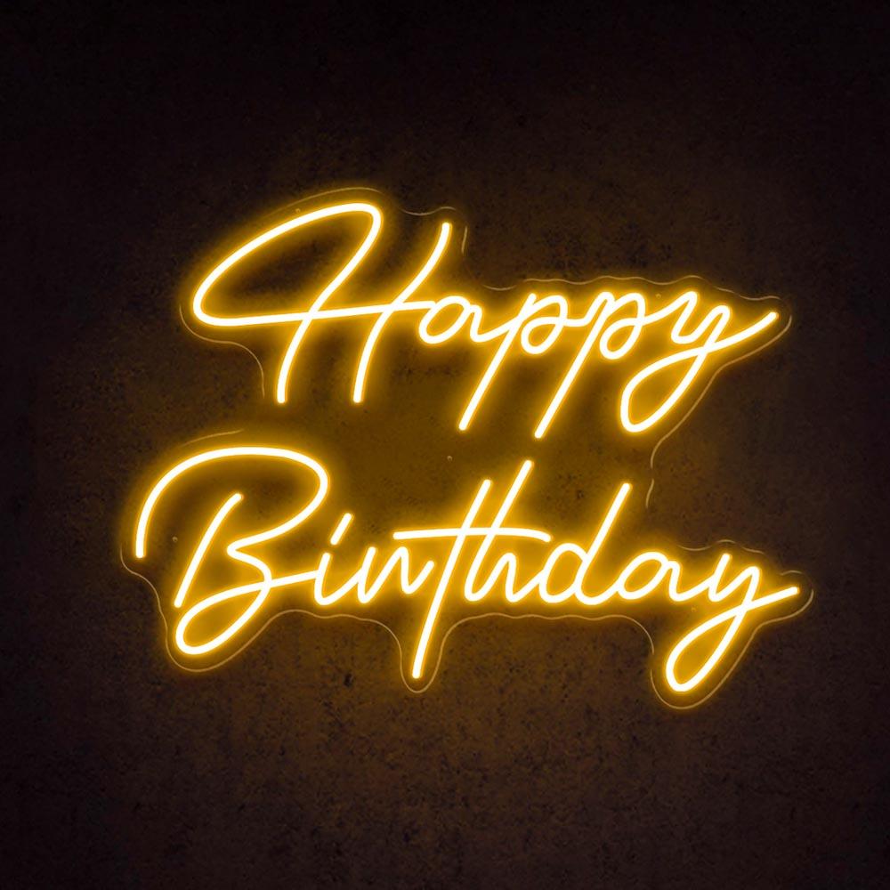 White Script Happy Birthday Led Neon Sign Indoor Party Decor | Shineneon