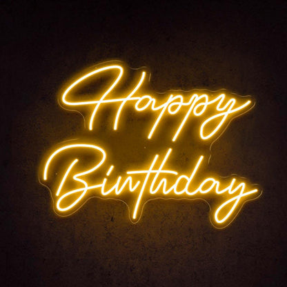 White Script Happy Birthday Led Neon Sign Indoor Party Decor | Shineneon