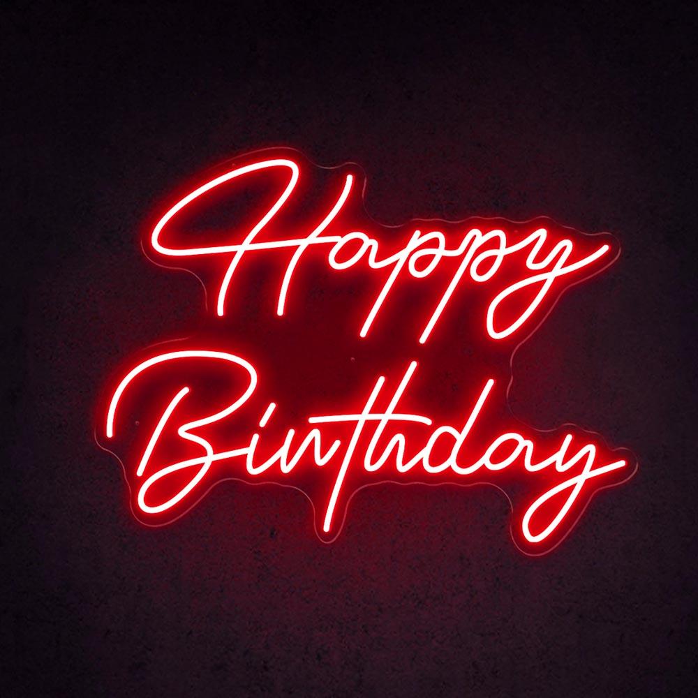 White Script Happy Birthday Led Neon Sign Indoor Party Decor | Shineneon