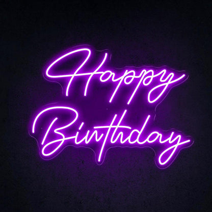 White Script Happy Birthday Led Neon Sign Indoor Party Decor | Shineneon