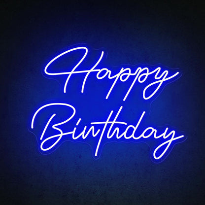 White Script Happy Birthday Led Neon Sign Indoor Party Decor | Shineneon