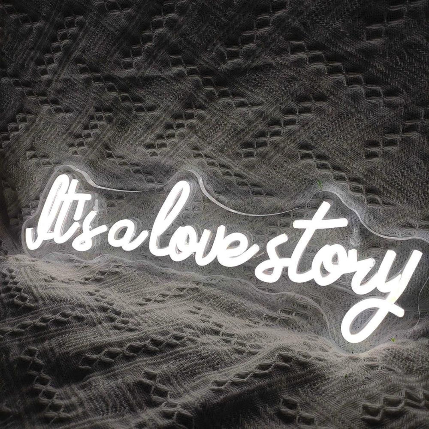 White Script Led Neon Sign For Outdoor Wedding Romance Its A Love Story - Shineneon
