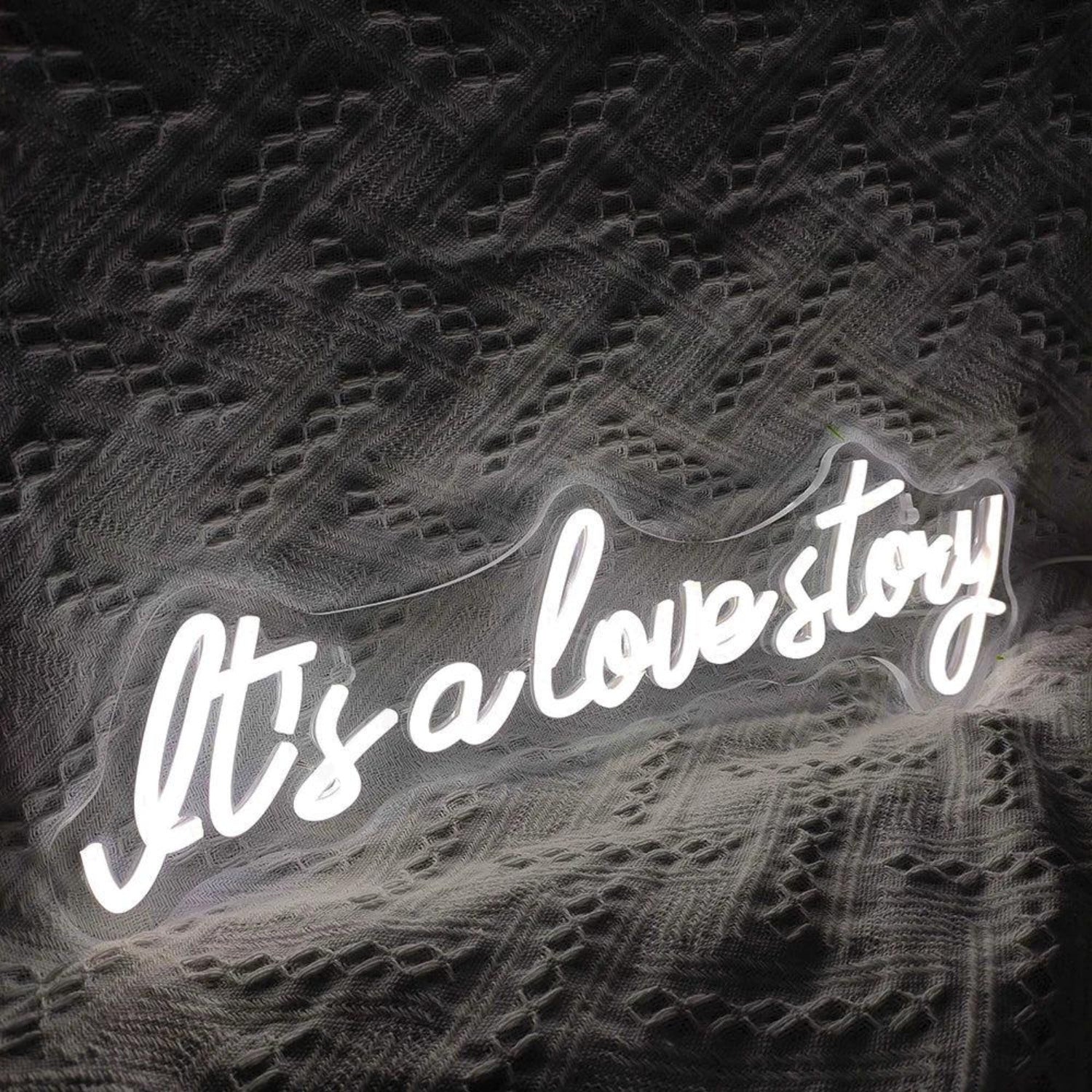White Script Led Neon Sign For Outdoor Wedding Romance Its A Love Story - Shineneon