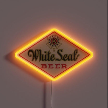 White Seal Beer Retro Defunct Breweriana Rgb Led Neon Sign - Shineneon