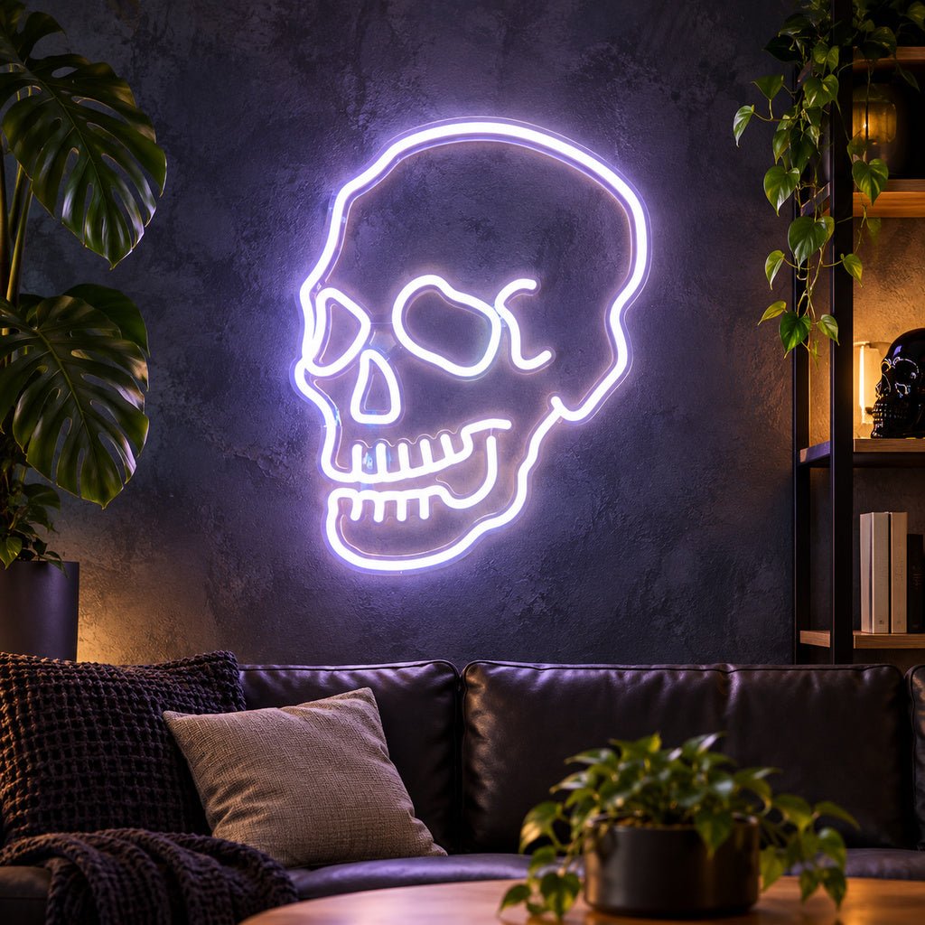 White Skull Outline LED Neon Sign - Shineneon