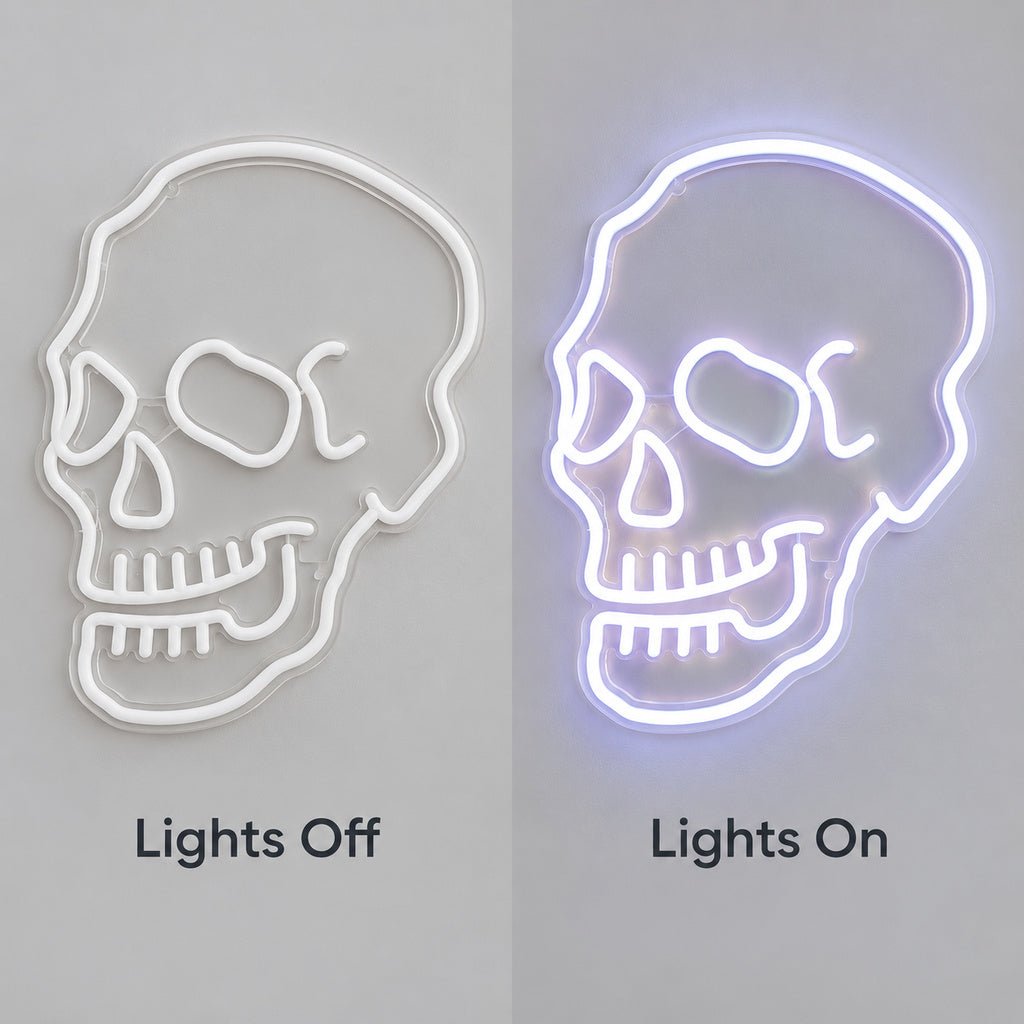 White Skull Outline LED Neon Sign - Shineneon
