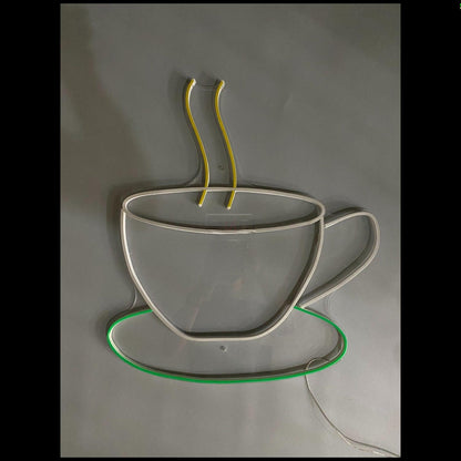 White-Yellow-Green Cup Coffee Led Neon Sign For Cafe Home Decor | Shineneon