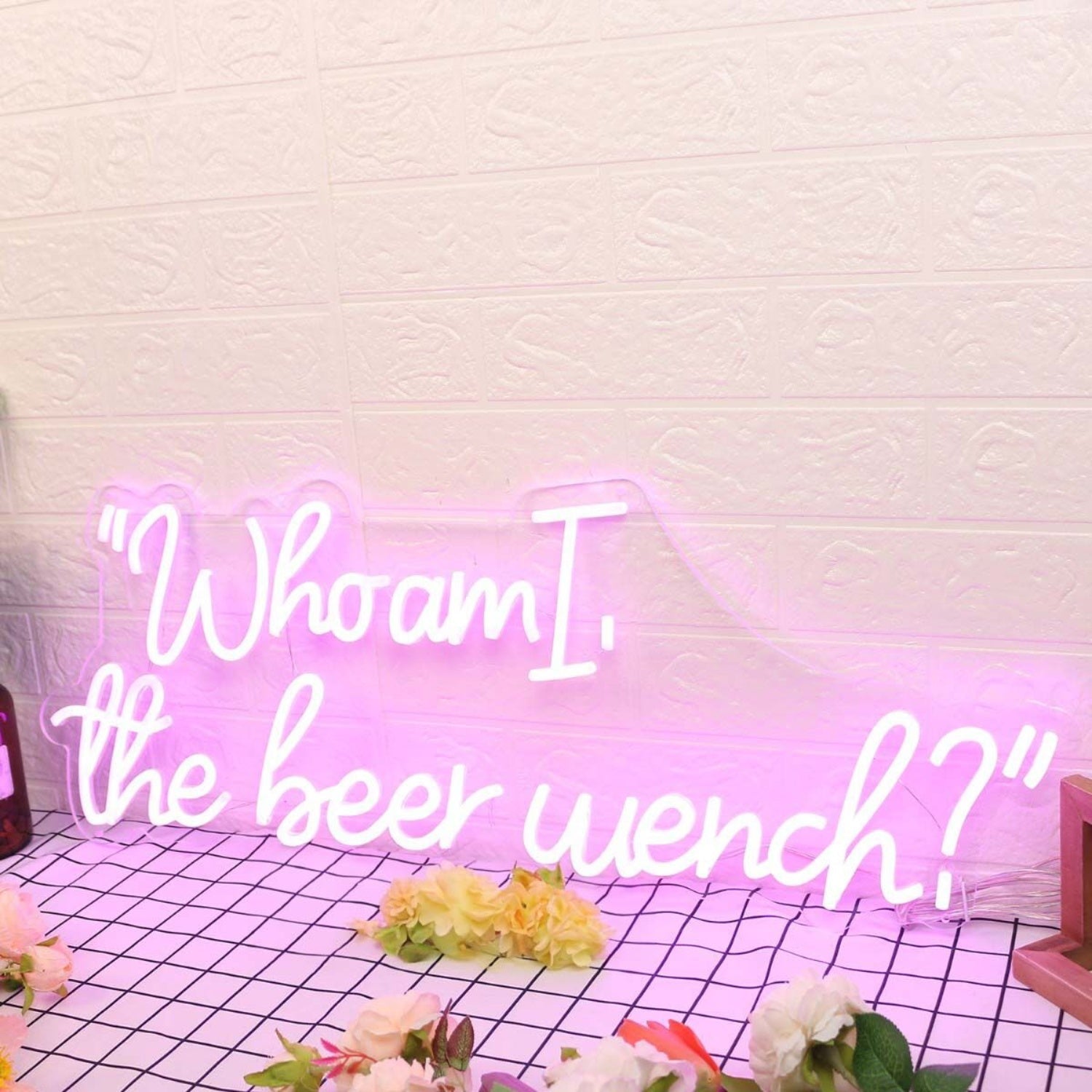 Who Am I The Beer Wench Pink Led Neon Sign - Shineneon