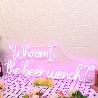 Who Am I The Beer Wench Pink Led Neon Sign - Shineneon