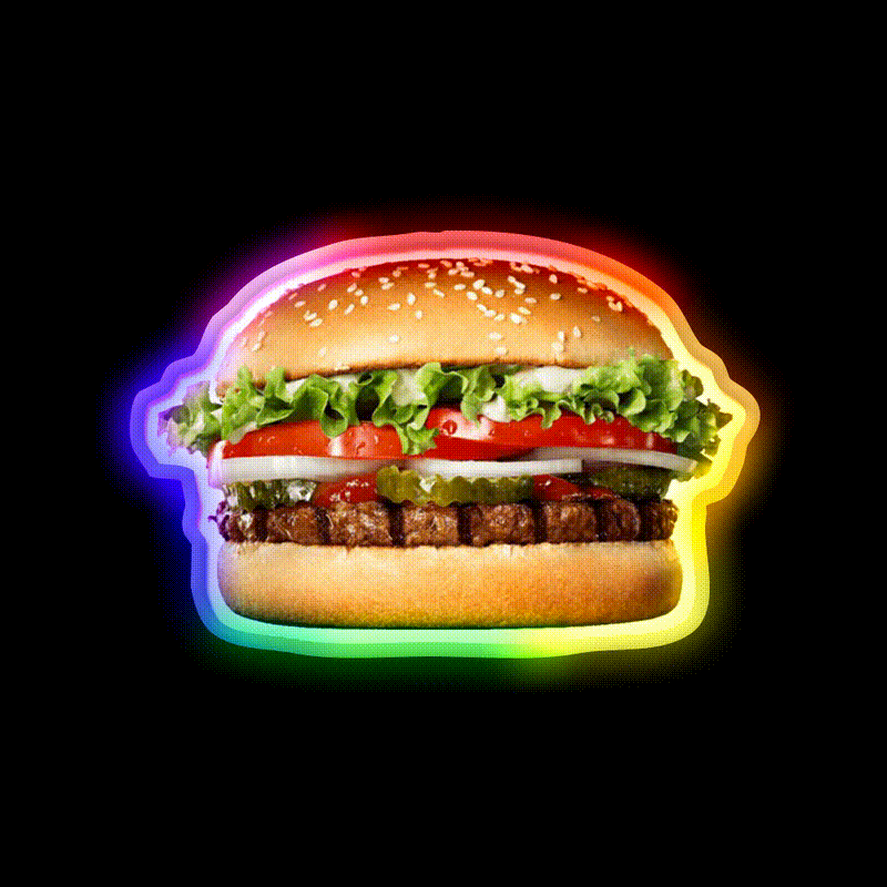Whopper Fast Food Led Neon Sign For Burger Place Rgb Color - LED neon sign close-up detail
