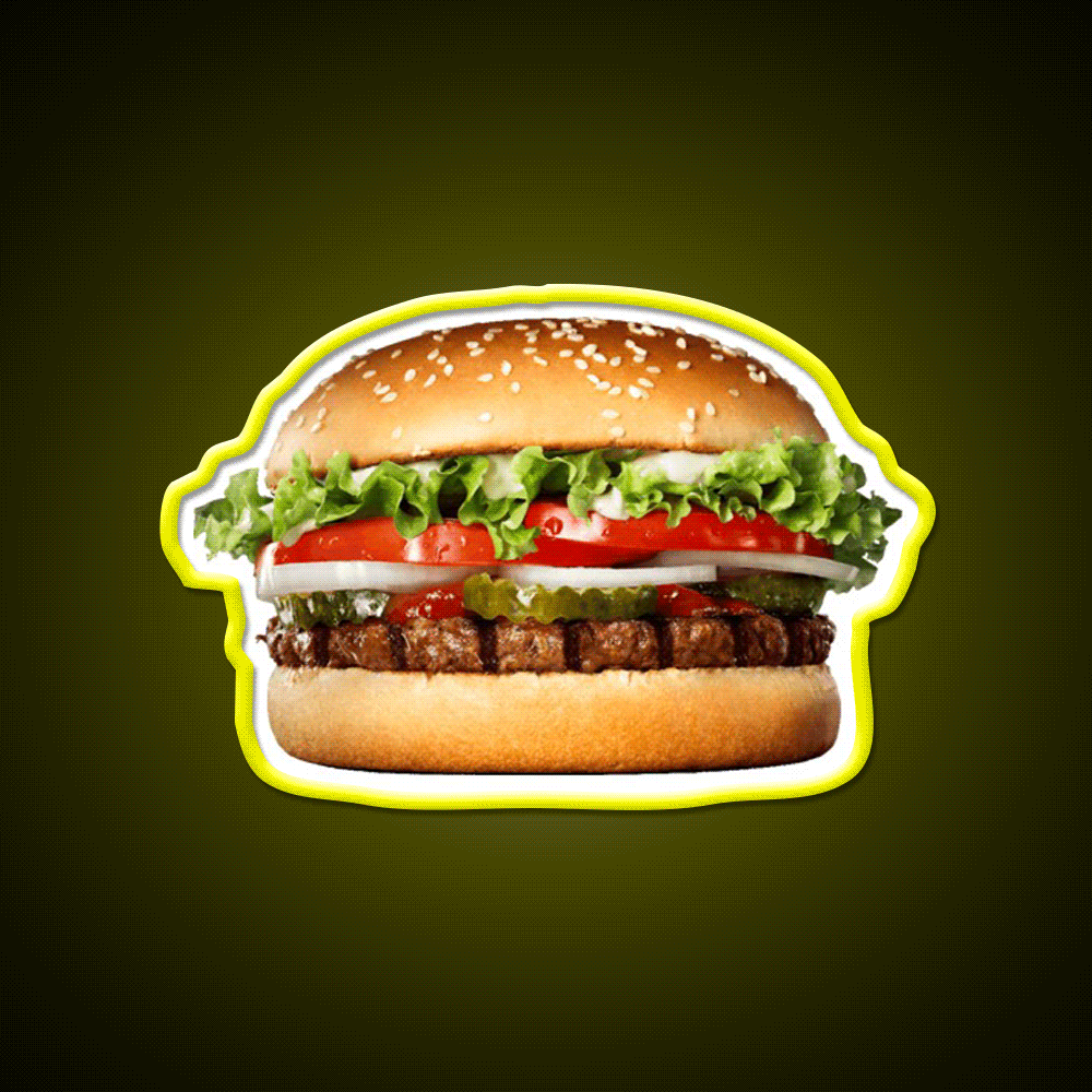 Whopper Fast Food Led Neon Sign For Burger Place Rgb Color - Custom LED neon sign front view