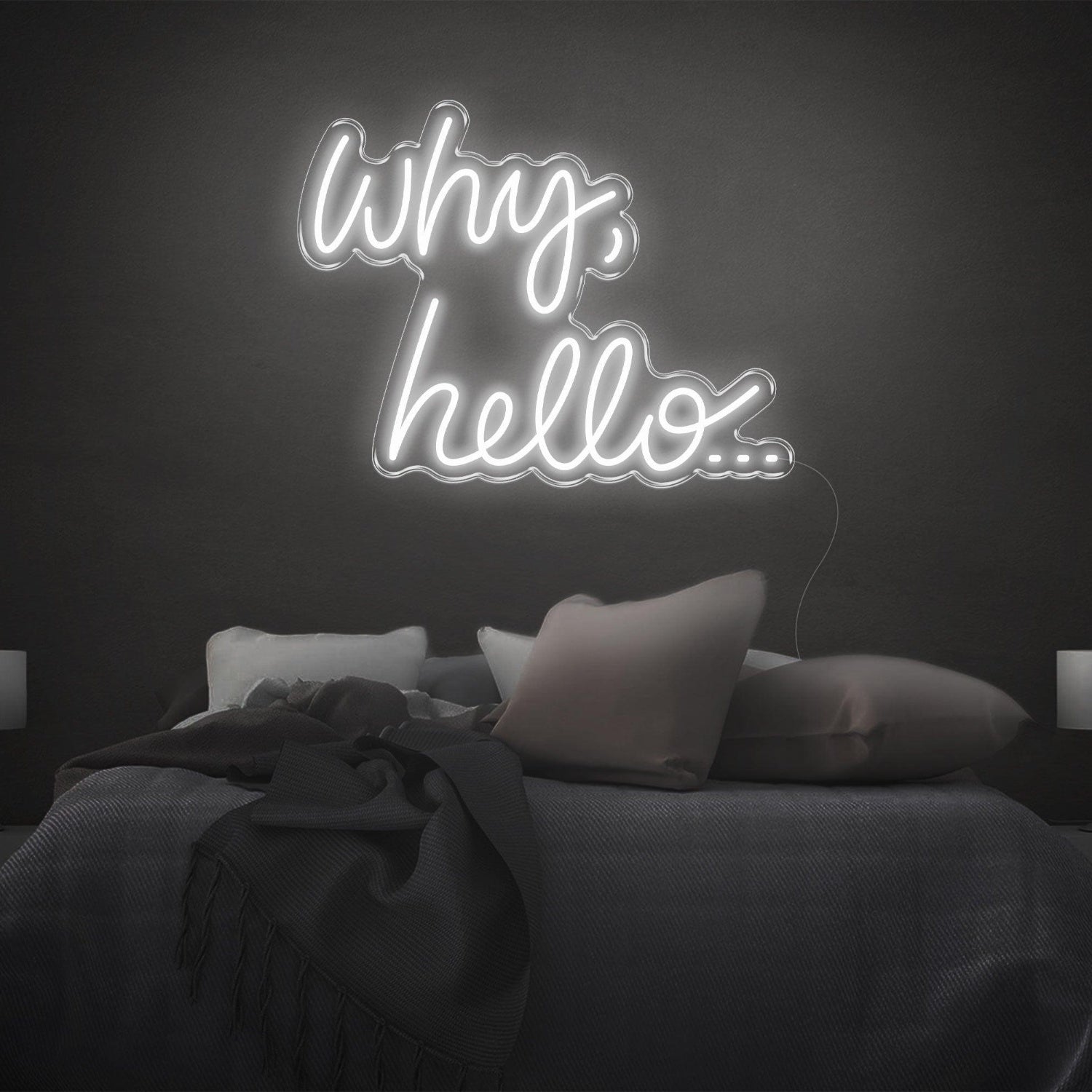 Why Hello Bright Yellow Led Neon Sign For Cozy Bedroom Decor | Shineneon