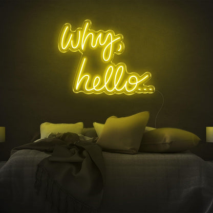 Why Hello Bright Yellow Led Neon Sign For Cozy Bedroom Decor | Shineneon