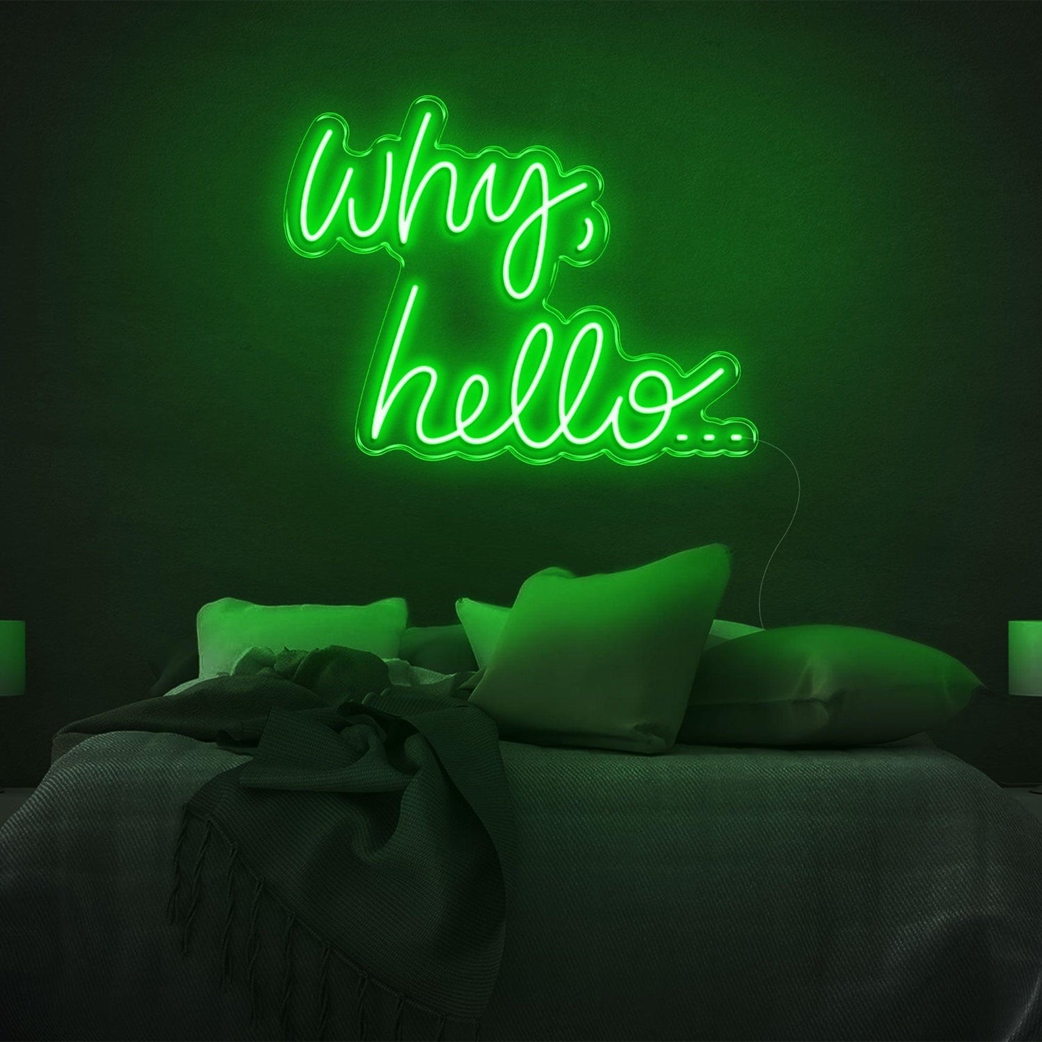 Why Hello Bright Yellow Led Neon Sign For Cozy Bedroom Decor | Shineneon