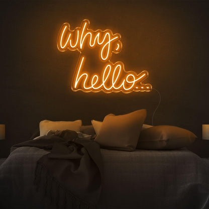 Why Hello Bright Yellow Led Neon Sign For Cozy Bedroom Decor | Shineneon