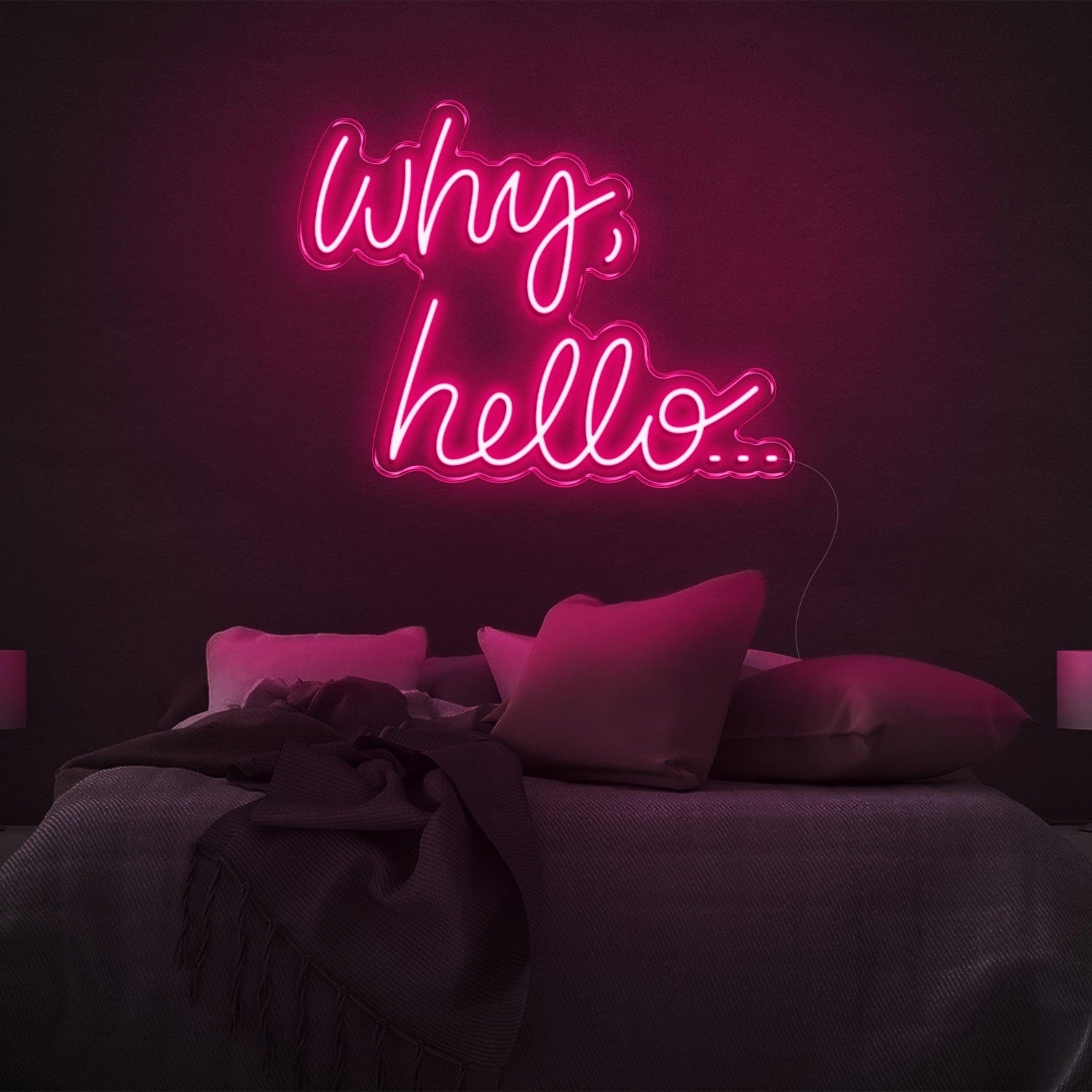 Why Hello Bright Yellow Led Neon Sign For Cozy Bedroom Decor | Shineneon
