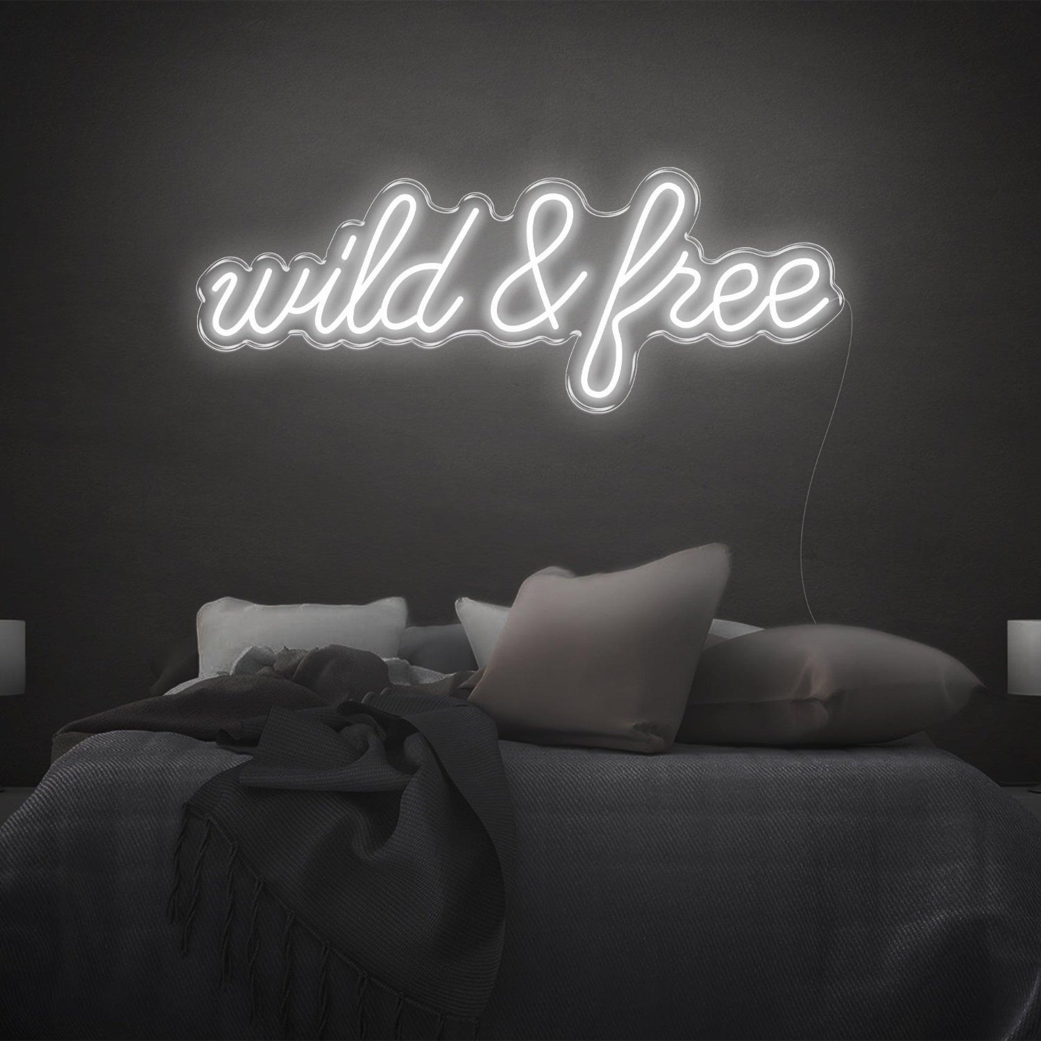 Wild And Free Bright Yellow Led Neon Sign For Bedroom Wall Decor | Shineneon
