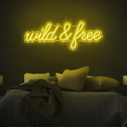 Wild And Free Bright Yellow Led Neon Sign For Bedroom Wall Decor | Shineneon