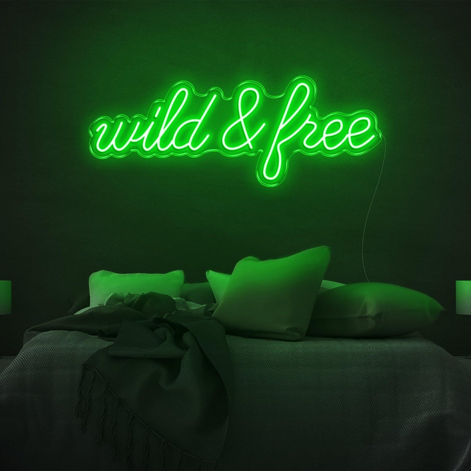 Wild And Free Bright Yellow Led Neon Sign For Bedroom Wall Decor | Shineneon