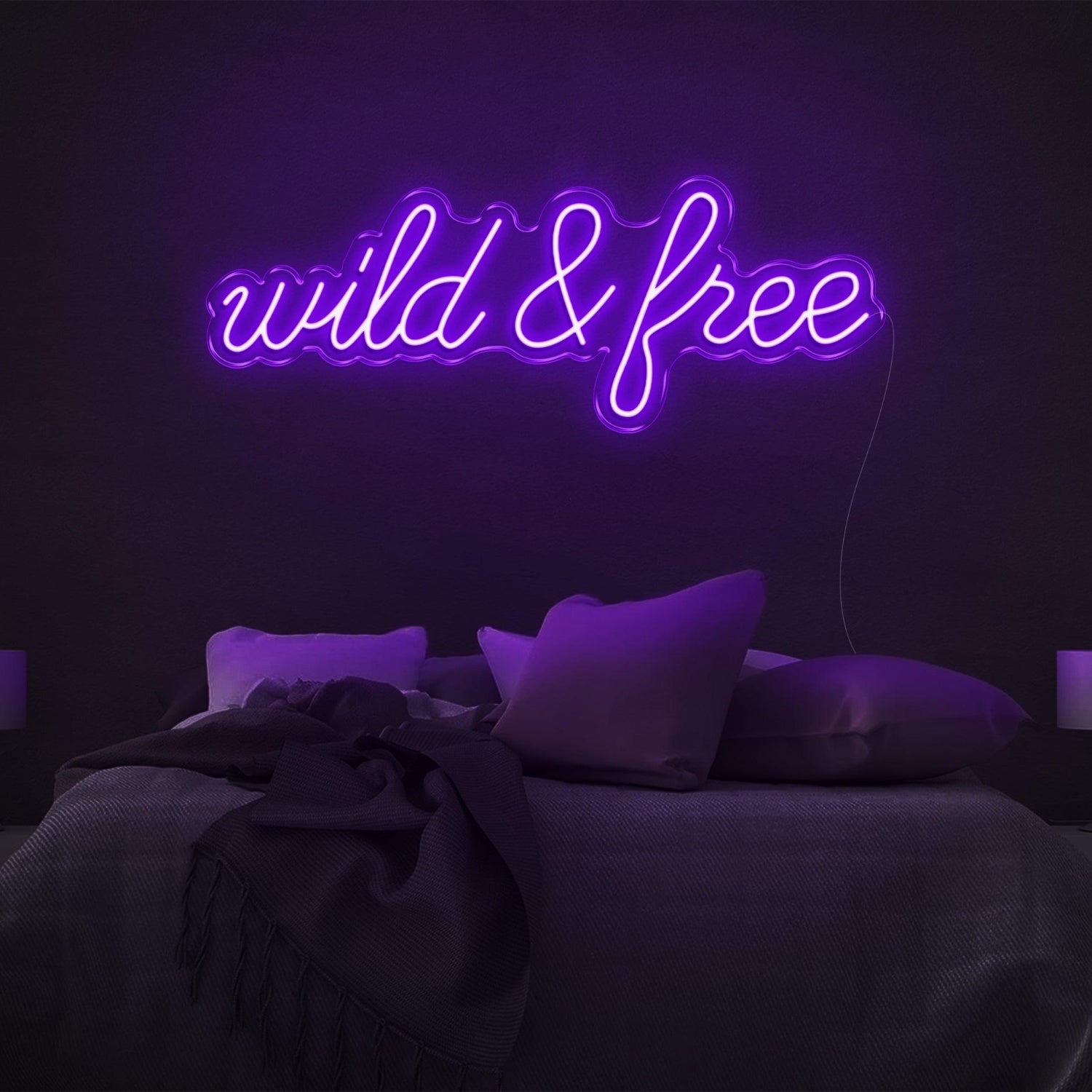 Wild And Free Bright Yellow Led Neon Sign For Bedroom Wall Decor | Shineneon