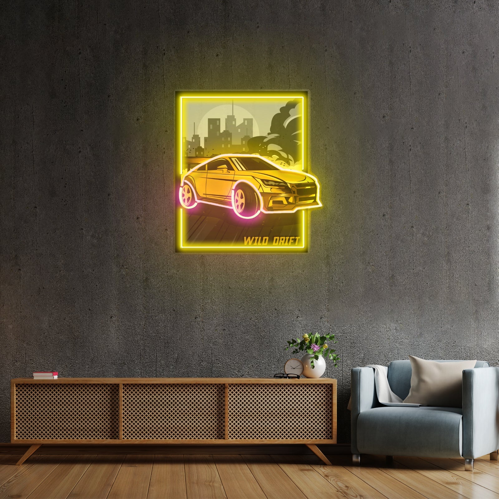 Wild Drift Yellow Car Led Neon Sign Light Custom Led Signs - Shineneon