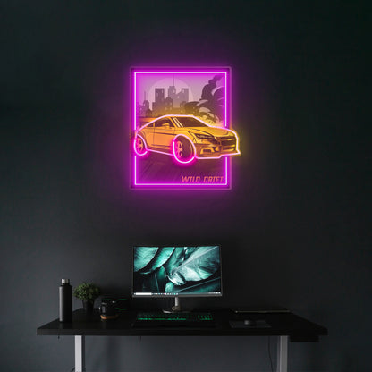 Wild Drift Yellow Car Led Neon Sign Light Custom Led Signs