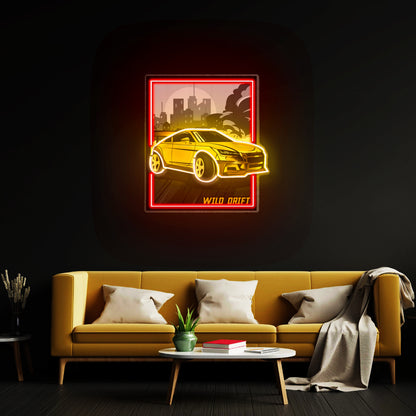 Wild Drift Yellow Car Led Neon Sign Light Custom Led Signs