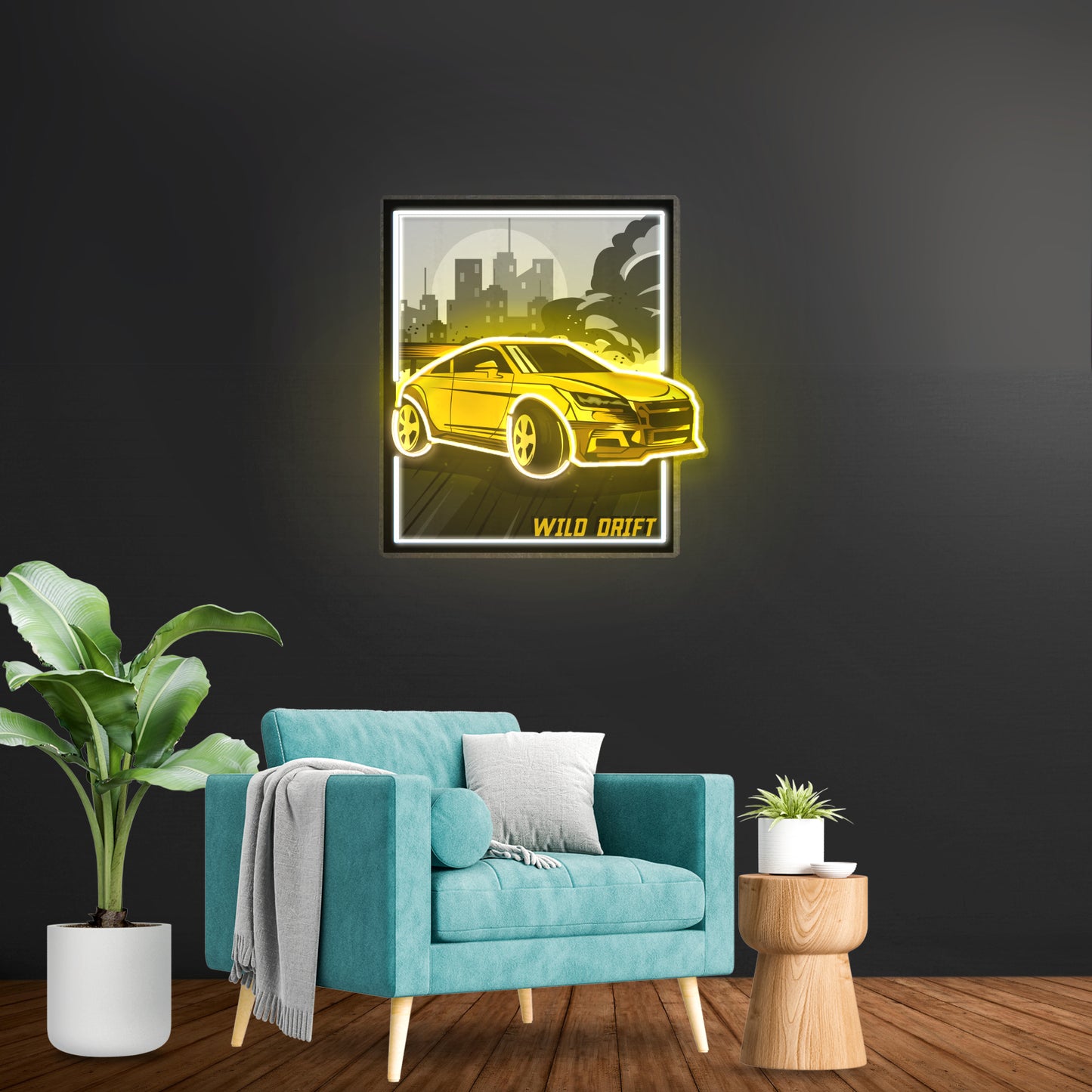 Wild Drift Yellow Car Led Neon Sign Light Custom Led Signs