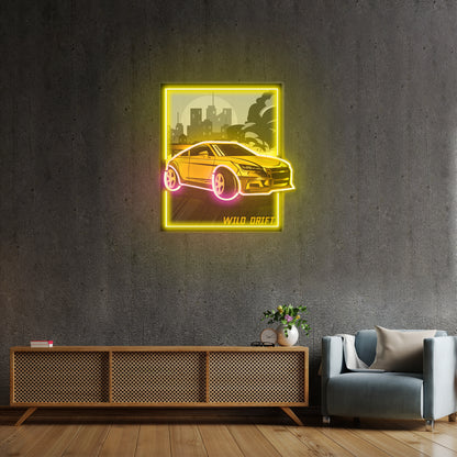 Wild Drift Yellow Car Led Neon Sign Light Custom Led Signs