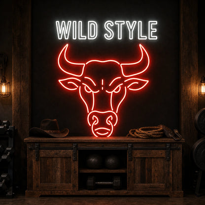 Wild Style Bull Head LED Neon Sign high-converting product image