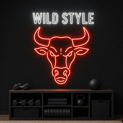 Wild Style Bull Head LED Neon Sign size image