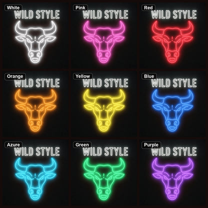 Wild Style Bull Head LED Neon Sign color grid