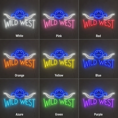 Wild West Cowboy Hat Neon Sign LED Neon Sign color grid