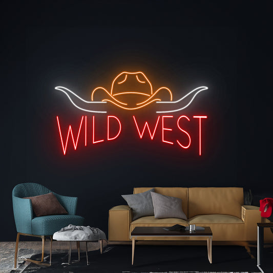 Wild West Neon Sign Cowboy Hat Led Light