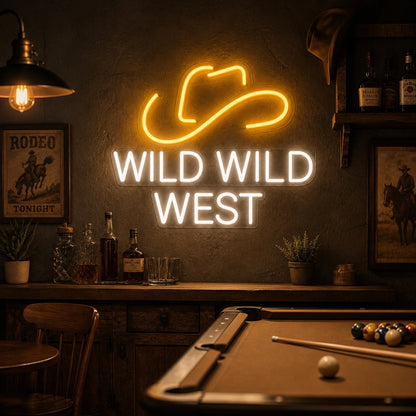 Wild Wild West Cowboy Hat LED Neon Sign real lifestyle scene