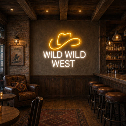 Wild Wild West Cowboy Hat LED Neon Sign size image