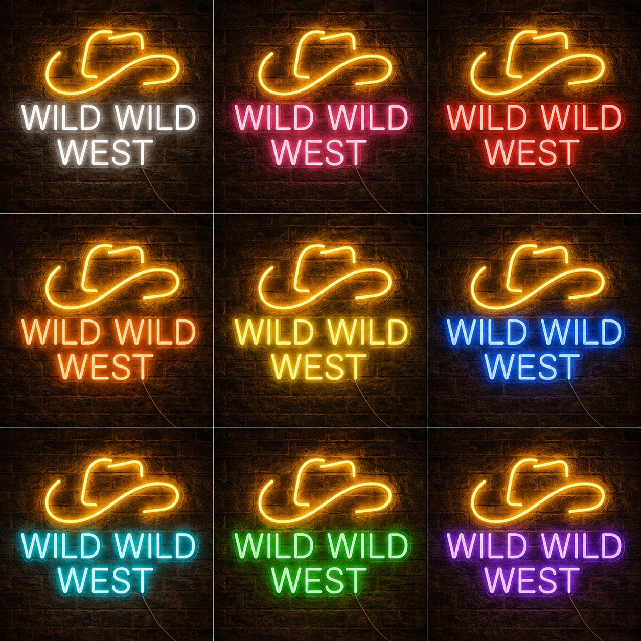 Wild Wild West Neon Sign LED Neon Sign color grid